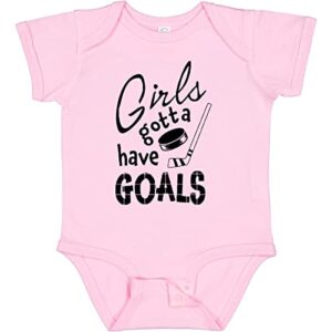 inktastic girls gotta have goals- hockey player baby bodysuit 6 months 0080 pink 2de94