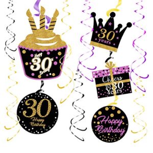 30th Birthday Decorations for Women Purple Gold 30th Birthday Hanging Swirls Hanging Swirls Decorations for Purple Gold 30 Years Old Party Supplies