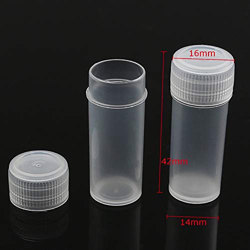 Transparent Plastic Pill Powders Capsules Bottle 5ML Small Parts Holder Bottle Mini Test Tube Vials Sample Bottle Diamond Painting Accessories Storage Container Lab Sample Collection (100Pcs)