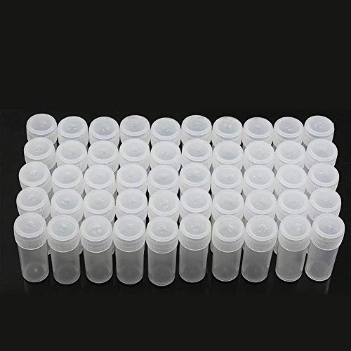 Transparent Plastic Pill Powders Capsules Bottle 5ML Small Parts Holder Bottle Mini Test Tube Vials Sample Bottle Diamond Painting Accessories Storage Container Lab Sample Collection (100Pcs)