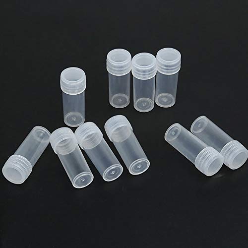 Transparent Plastic Pill Powders Capsules Bottle 5ML Small Parts Holder Bottle Mini Test Tube Vials Sample Bottle Diamond Painting Accessories Storage Container Lab Sample Collection (100Pcs)