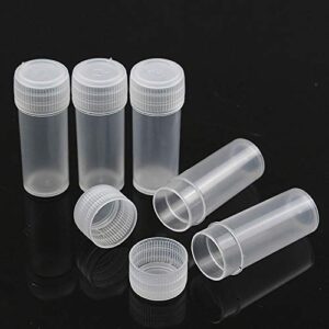 Transparent Plastic Pill Powders Capsules Bottle 5ML Small Parts Holder Bottle Mini Test Tube Vials Sample Bottle Diamond Painting Accessories Storage Container Lab Sample Collection (100Pcs)