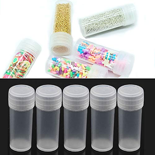 Transparent Plastic Pill Powders Capsules Bottle 5ML Small Parts Holder Bottle Mini Test Tube Vials Sample Bottle Diamond Painting Accessories Storage Container Lab Sample Collection (100Pcs)