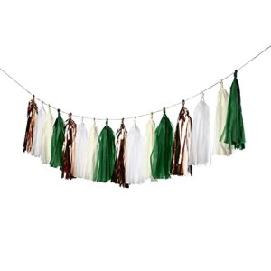 GUZON 20Pcs Wedding Party Tassel Green Champagne Gold and IvoryTassel Garland for Rustic Style Bridal Shower Baby Shower Spring Decor Birthday Eucalyptus Neutral Decorations