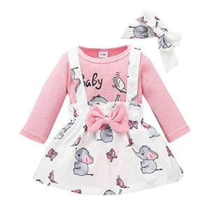 newborn baby girl spring clothes ruffle dress ruffle cloth +polka dot overall dress bow set for birthday