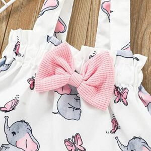 Newborn Baby Girl Spring Clothes Ruffle Dress Ruffle Cloth +Polka Dot Overall Dress Bow Set for Birthday