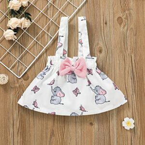 Newborn Baby Girl Spring Clothes Ruffle Dress Ruffle Cloth +Polka Dot Overall Dress Bow Set for Birthday