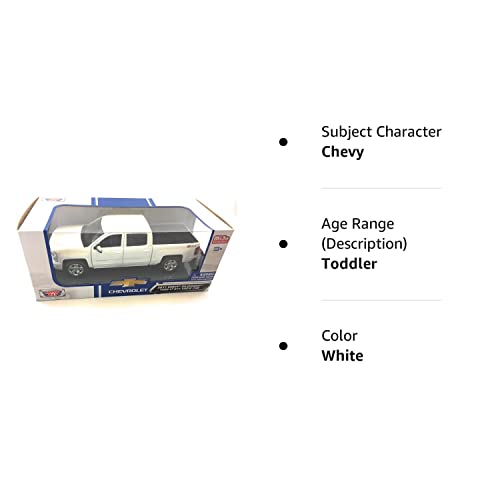 Motormax 2017 Chevy Silverado 1500 LT Z71 Crew Cab Pickup Truck 1/24 Scale Diecast Model Car White