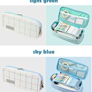 ZILAMGOO Pencil Case, High Capacity Pencil Pen Case Canvas Bag Organizer, Desk Organizer Marker Durable Portable Large Storage Bag for Kids Teens Student Adults (sky blue)