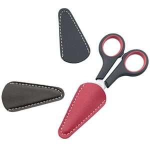 Ruiwaer 3pcs Leather Scissors Cover Protector Sewing Scissor Sheath for Embroidery Sewing Quilting Crafts (Black, Wine Red, Coffee)