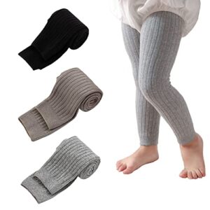 juebm toddler girls leggings pants sock set knits tights stockings (assorted footless 3-pack, 12-24months)