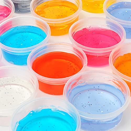 UUYYEO 24 Pcs Clear Plastic Slime Storage Containers Foam Ball Storage Cups Round Plastic Boxes Small Transparent Jars with Lids Craft Making Supplies