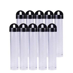 BENECREAT 30 Pack 0.85oz Clear Plastic Tube Bead Containers Liquid Containers with Black Screw-Top Lid & Cylindrical Bottom, Easy to Stand and Place (Diameter 0.78"/ Length 4.13")
