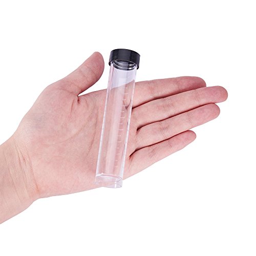 BENECREAT 30 Pack 0.85oz Clear Plastic Tube Bead Containers Liquid Containers with Black Screw-Top Lid & Cylindrical Bottom, Easy to Stand and Place (Diameter 0.78"/ Length 4.13")