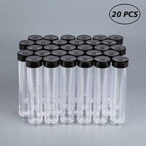 BENECREAT 30 Pack 0.85oz Clear Plastic Tube Bead Containers Liquid Containers with Black Screw-Top Lid & Cylindrical Bottom, Easy to Stand and Place (Diameter 0.78"/ Length 4.13")