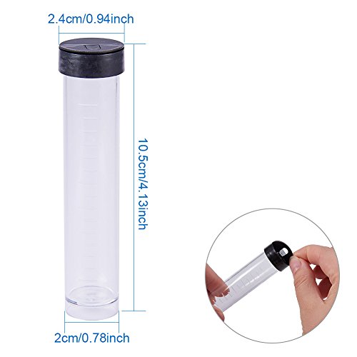 BENECREAT 30 Pack 0.85oz Clear Plastic Tube Bead Containers Liquid Containers with Black Screw-Top Lid & Cylindrical Bottom, Easy to Stand and Place (Diameter 0.78"/ Length 4.13")