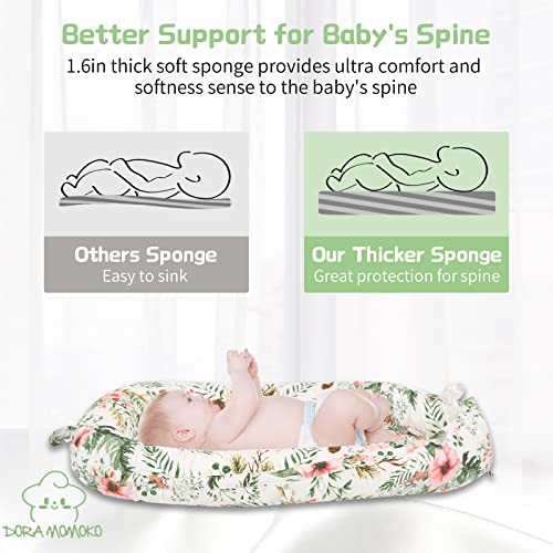 Baby Lounger for Newborn, Cosleeping Baby Bed Cover Adjustable Newborn Lounger Baby Sleeping Bed 100% Cotton Fiberfill Portable Co Sleeping Crib Breathable Infant Floor Seat Baby Registry Search