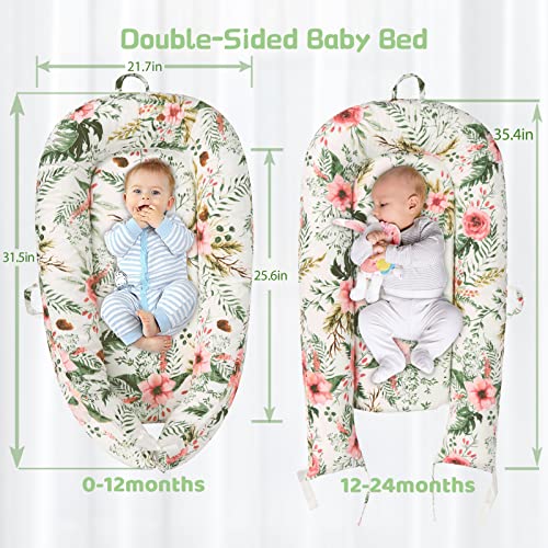 Baby Lounger for Newborn, Cosleeping Baby Bed Cover Adjustable Newborn Lounger Baby Sleeping Bed 100% Cotton Fiberfill Portable Co Sleeping Crib Breathable Infant Floor Seat Baby Registry Search