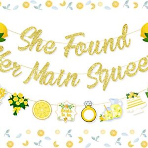 Lemonade Bridal Shower Decoration Gold Glitter She Found Her Main Squeeze Banner Garland for Lemon Citrus Lemonade Theme Bride to Be Bachelorette Wedding Engagement Party Supplies