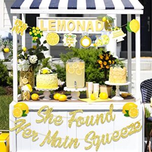 Lemonade Bridal Shower Decoration Gold Glitter She Found Her Main Squeeze Banner Garland for Lemon Citrus Lemonade Theme Bride to Be Bachelorette Wedding Engagement Party Supplies