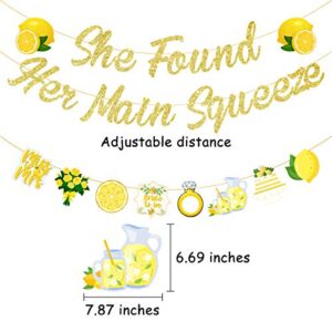 Lemonade Bridal Shower Decoration Gold Glitter She Found Her Main Squeeze Banner Garland for Lemon Citrus Lemonade Theme Bride to Be Bachelorette Wedding Engagement Party Supplies