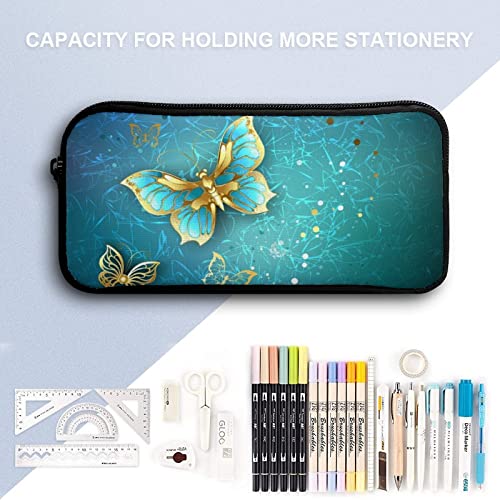Luxury Gold Butterflies Pencil Case Pencil Pouch Coin Pouch Cosmetic Bag Office Stationery Organizer