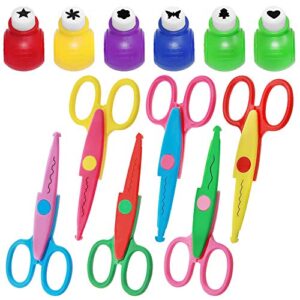 set of 12, craft punch and creative scissors, findtop scrapbooking edging scissors paper punch set for crafts, scrapbooking, diy photo & art projects