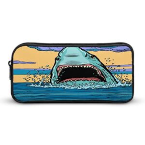 dangerous aggressive shark in the ocean pencil case pencil pouch coin pouch cosmetic bag office stationery organizer