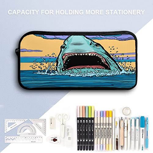 Dangerous Aggressive Shark in The Ocean Pencil Case Pencil Pouch Coin Pouch Cosmetic Bag Office Stationery Organizer