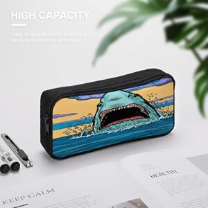 Dangerous Aggressive Shark in The Ocean Pencil Case Pencil Pouch Coin Pouch Cosmetic Bag Office Stationery Organizer