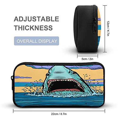 Dangerous Aggressive Shark in The Ocean Pencil Case Pencil Pouch Coin Pouch Cosmetic Bag Office Stationery Organizer