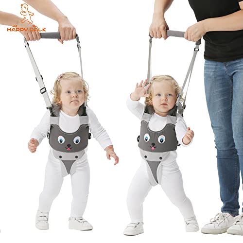 Handheld Baby Walking Harness Kids Walking Learning Helper for Boys Girls Adjustable Baby Walker Safety Harness Assistant Belt for Toddler Infant Child 7-24 Month (Light Grey-Dog)