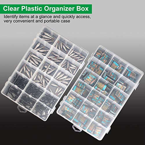 5Pack Plastic Organizer Box with Adjustable Dividers, 18 Compartments Jewelry Storage Container, Organizer Case for Washi Tape Bead Crafts Lego Pieces Letter Board Fishing Tackles Rock Collection