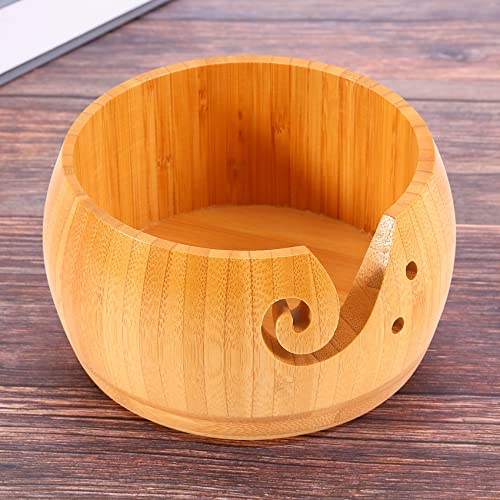 Nebel Natural Wooden Yarn Storage Bowl Crochet Knitting Needle Storage Holder Knitting Supplies Organizer