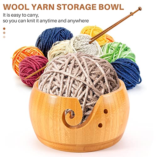 Nebel Natural Wooden Yarn Storage Bowl Crochet Knitting Needle Storage Holder Knitting Supplies Organizer