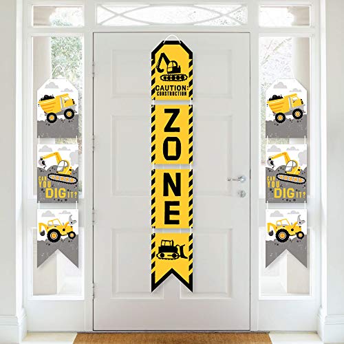 Big Dot of Happiness Dig It - Construction Party Zone - Hanging Vertical Paper Door Banners - Baby Shower or Birthday Party Wall Decoration Kit - Indoor Door Decor