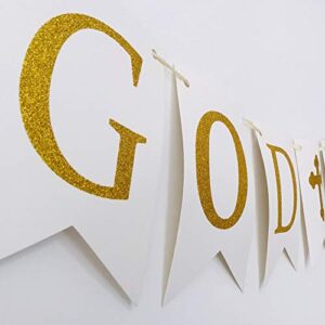 Uimiqc God Bless Baptism Banner Gold Glitter First Holy Communion Decorations Baby Shower Party Decor