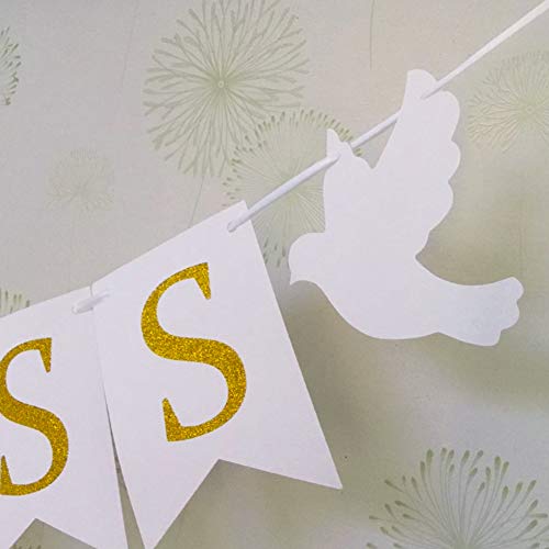 Uimiqc God Bless Baptism Banner Gold Glitter First Holy Communion Decorations Baby Shower Party Decor