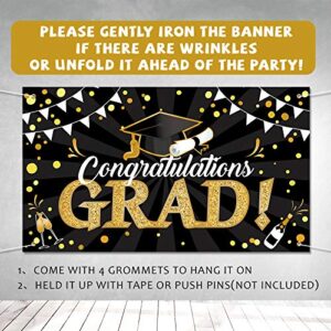 Class of 2022 Graduation Party Banner, Extra Large 78.8”x45.3” Graduation Party Decorations, Congrats Grad Party Supplies, Photo Prop, Booth Backdrop sign for Indoor Outdoor Home College Senior School