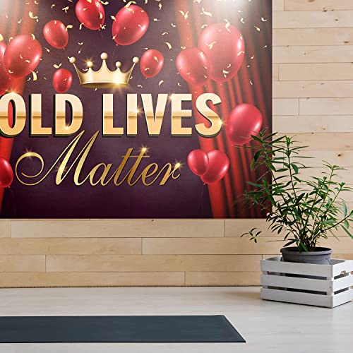 Old Lives Matter Backdrop Banner Decor Red and Black - Funny Happy Birthday Party Theme Decorations for Men Dad Grandpa Supplies