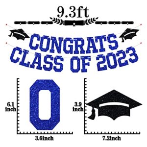 Congrats Class of 2023 Banner, You Did It / Congrats Grad, 2023 Graduation Theme Party Decorations(Black & Blue)