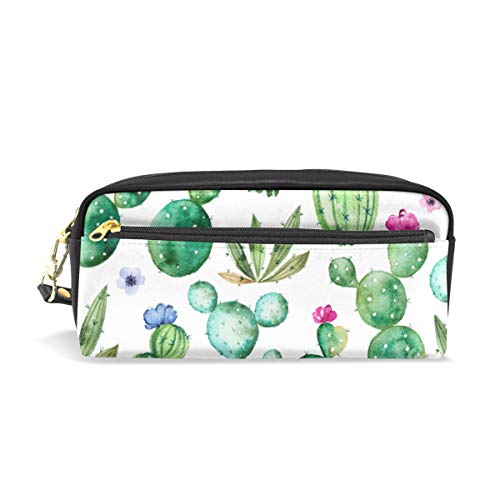 ZOEO Kids Cactus Pencil Case Green Succulents Plants Floral Flower Cosmetic Makeup Bag Zipper Pen Pouch Holder for School Boys Girls