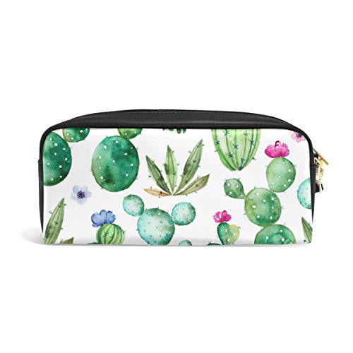 ZOEO Kids Cactus Pencil Case Green Succulents Plants Floral Flower Cosmetic Makeup Bag Zipper Pen Pouch Holder for School Boys Girls