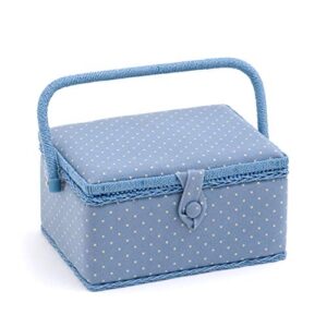 hobby gift ‘cornflower polka dot’ medium rectangle sewing box 18.5 x 26 x 15cm (d/w/h)