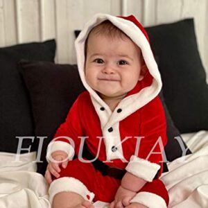 Newborn Baby Boys Girls Buffalo Plaid Christmas Outfits Romper Infant One Piece Christmas Clothes Jumpsuit with Hat Grey