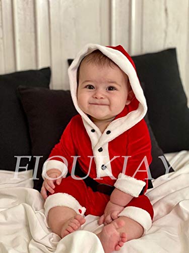 Newborn Baby Boys Girls Buffalo Plaid Christmas Outfits Romper Infant One Piece Christmas Clothes Jumpsuit with Hat Grey