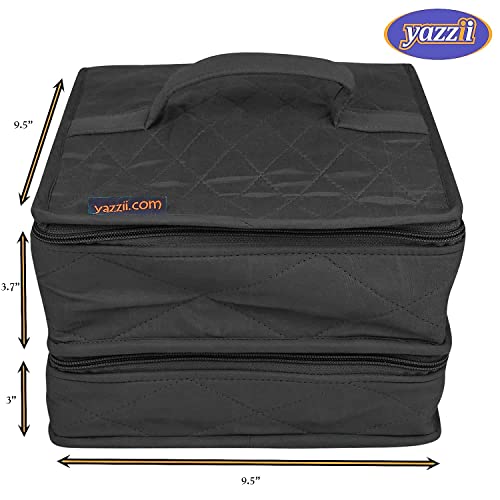 Yazzii Deluxe Double Organizer Tote Bag - Portable Storage Bag Organizer - Multipurpose Storage Organizer for Crafts, Toiletries, Medication, Cosmetics & Jewelry Black