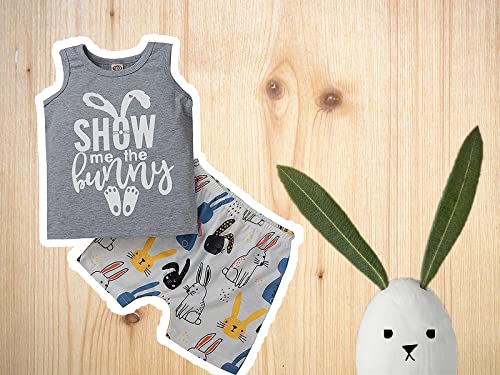 Toddler Baby Boy Girl Easter Shirt Top ＋Bunny Pants Unisex Summer Clothes Outfit Sets 2Pcs