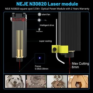 NEJE 3 N30820 Laser Engraver, 5.5-7.5w Output Power DIY Laser Engraver and Cutter Machine Support LightBurn, 0.08mm Ultra-Fine Focus, for Acrylic Wood and Glass ,170 x 170 mm(6.7"x6.7")