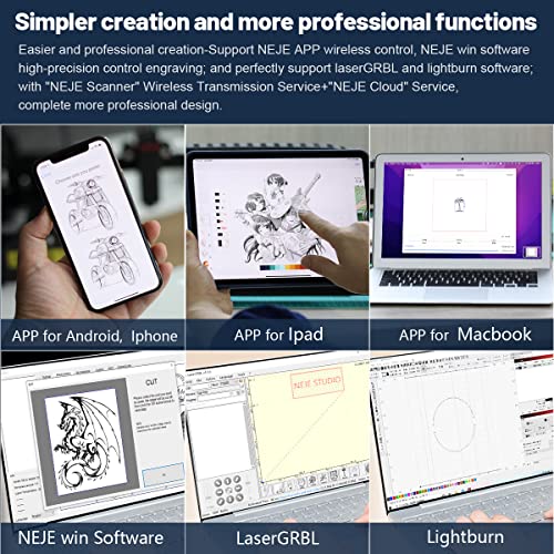 NEJE 3 N30820 Laser Engraver, 5.5-7.5w Output Power DIY Laser Engraver and Cutter Machine Support LightBurn, 0.08mm Ultra-Fine Focus, for Acrylic Wood and Glass ,170 x 170 mm(6.7"x6.7")